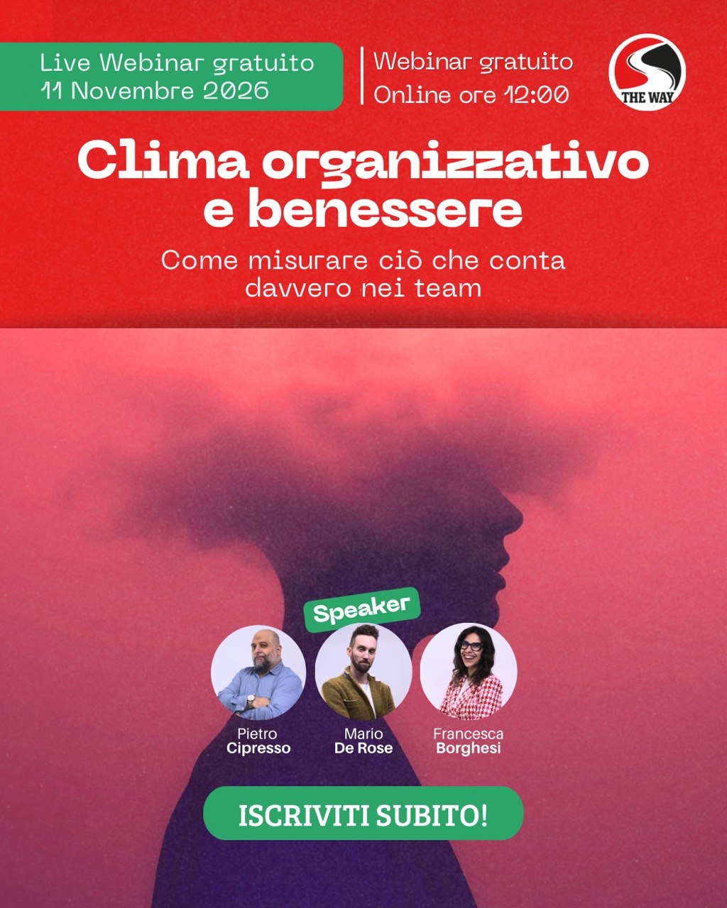 Locandina del webinar Clima organizzativo e benessere, 11 novembre 2026